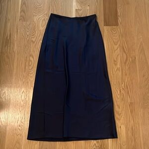 Midi navy silk skirt